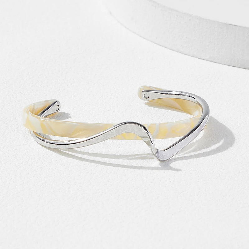 Geometric White Shell Cuff Bracelet