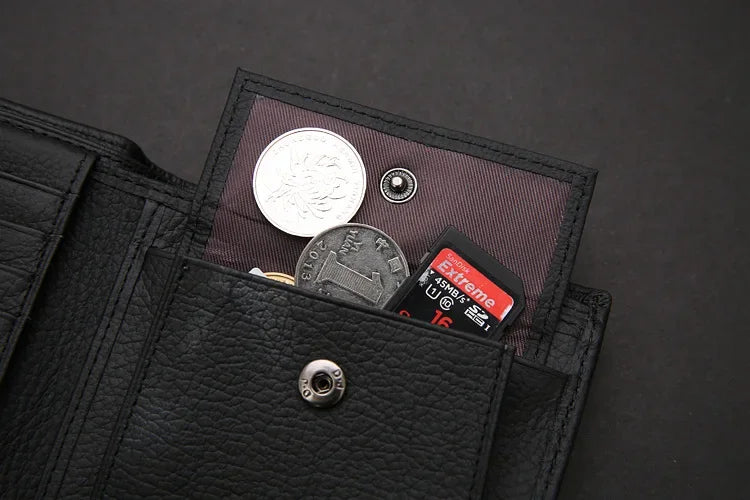 Premium Genuine Leather Men's Wallet – Compact Cowhide Bifold