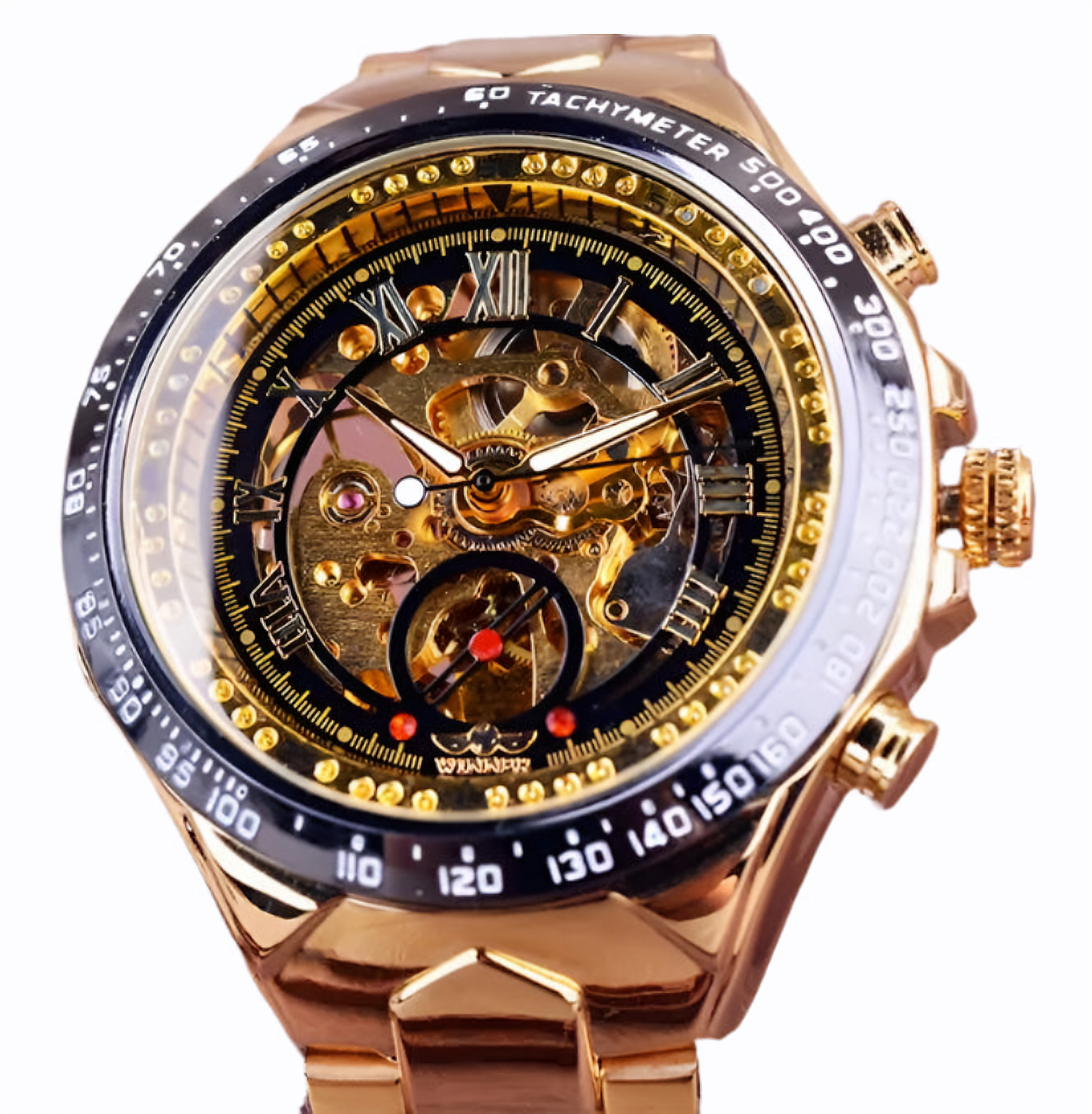 Winner™ Skeleton Dial Gold Watch – Self-Winding Luxury