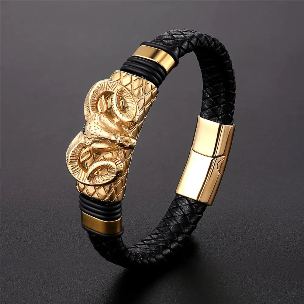 Constellation Braided Stainless Steal Leather Bracelet