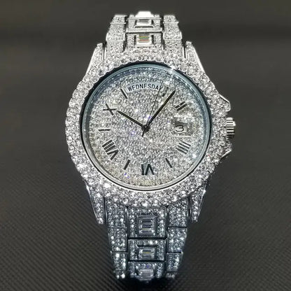 18K Gold Men and Ladies Luxury Crystal Watch