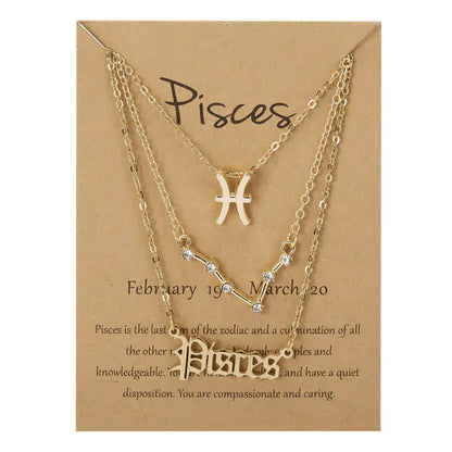 Zodiac 3-tier Gold Necklace
