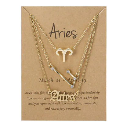 Zodiac 3-tier Gold Necklace