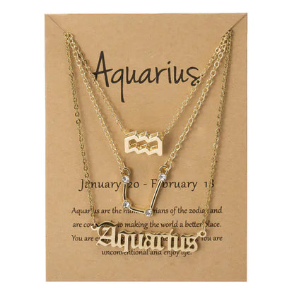 Zodiac 3-tier Gold Necklace