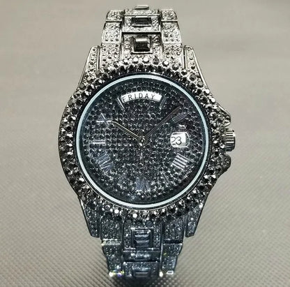 18K Gold Men and Ladies Luxury Crystal Watch
