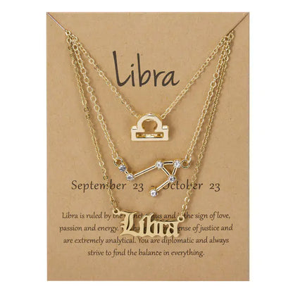 Zodiac 3-tier Gold Necklace