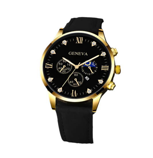Geneva Men and Ladies Luxury Leather Watch with Bonus Gift