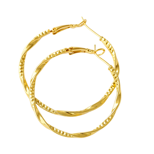Exquisite Twisted Gold Hoop Earrings – Timeless Silky Texture Design