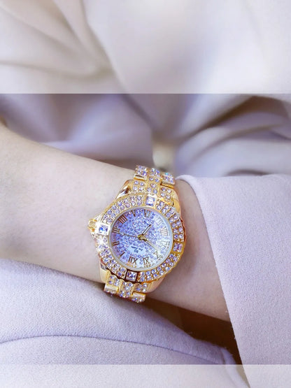 Luxury Gold Crystal Watch – Radiant Elegance with Every Glance