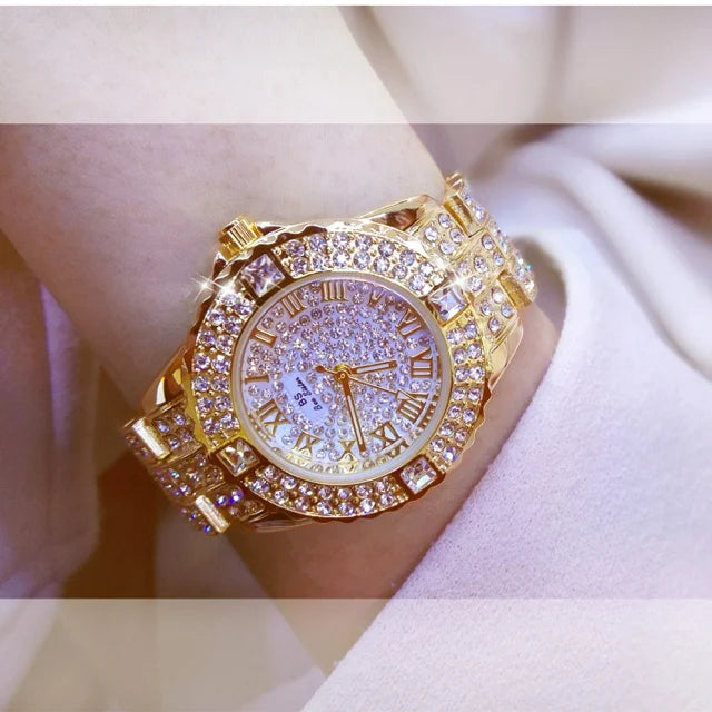 Luxury Gold Crystal Watch – Radiant Elegance with Every Glance
