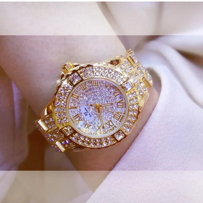 Luxury Gold Crystal Watch – Radiant Elegance with Every Glance