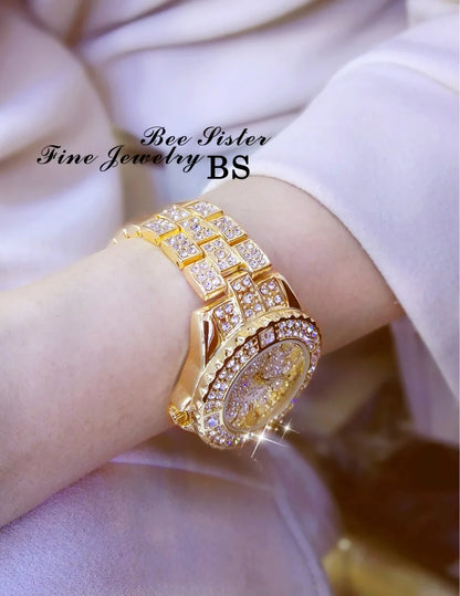 Luxury Gold Crystal Watch – Radiant Elegance with Every Glance