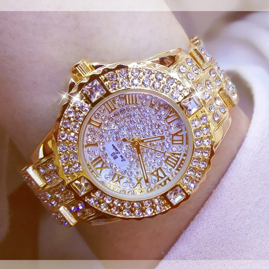 Luxury Gold Crystal Watch – Radiant Elegance with Every Glance
