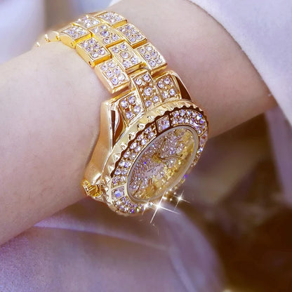 Luxury Gold Crystal Watch – Radiant Elegance with Every Glance