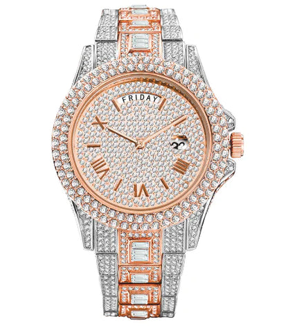 18K Gold Men and Ladies Luxury Crystal Watch