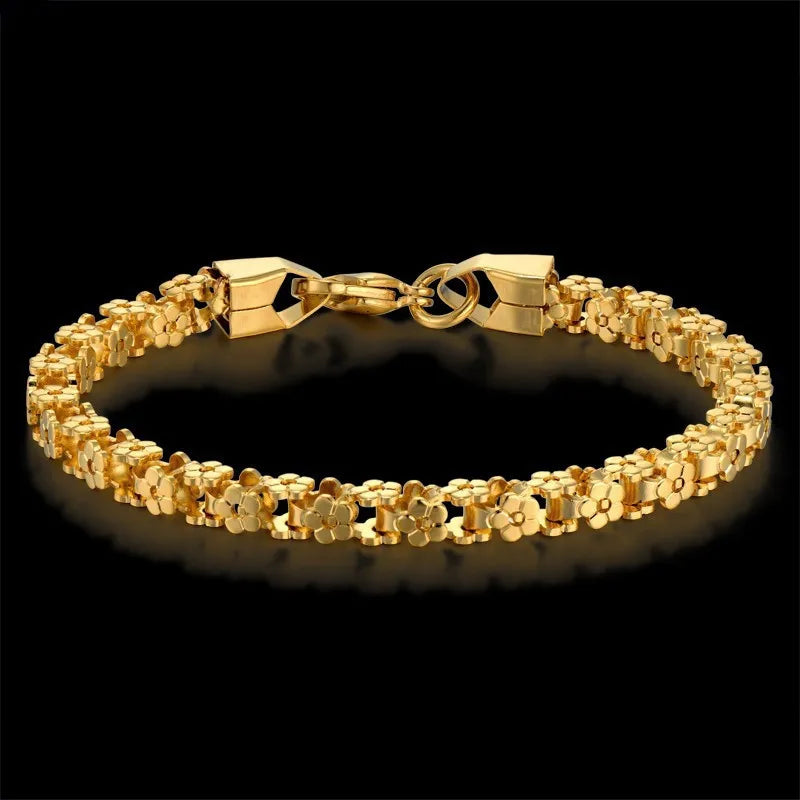 Punk Floral Chain Bracelet – Gold or Silver