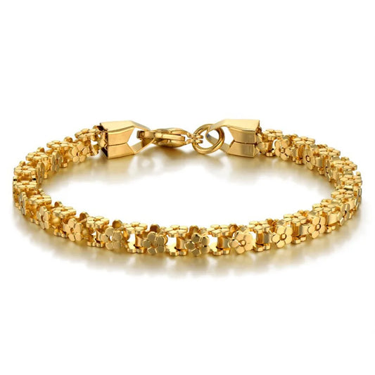 Punk Floral Chain Bracelet – Gold or Silver