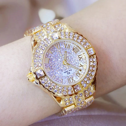 Luxury Gold Crystal Watch – Radiant Elegance with Every Glance