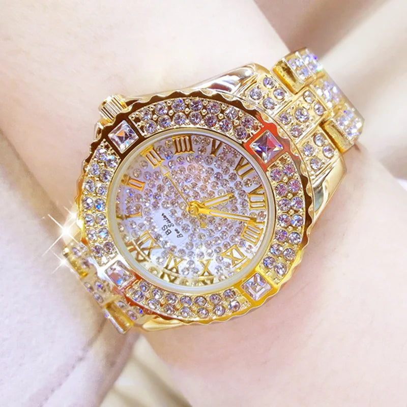 Luxury Gold Crystal Watch – Radiant Elegance with Every Glance