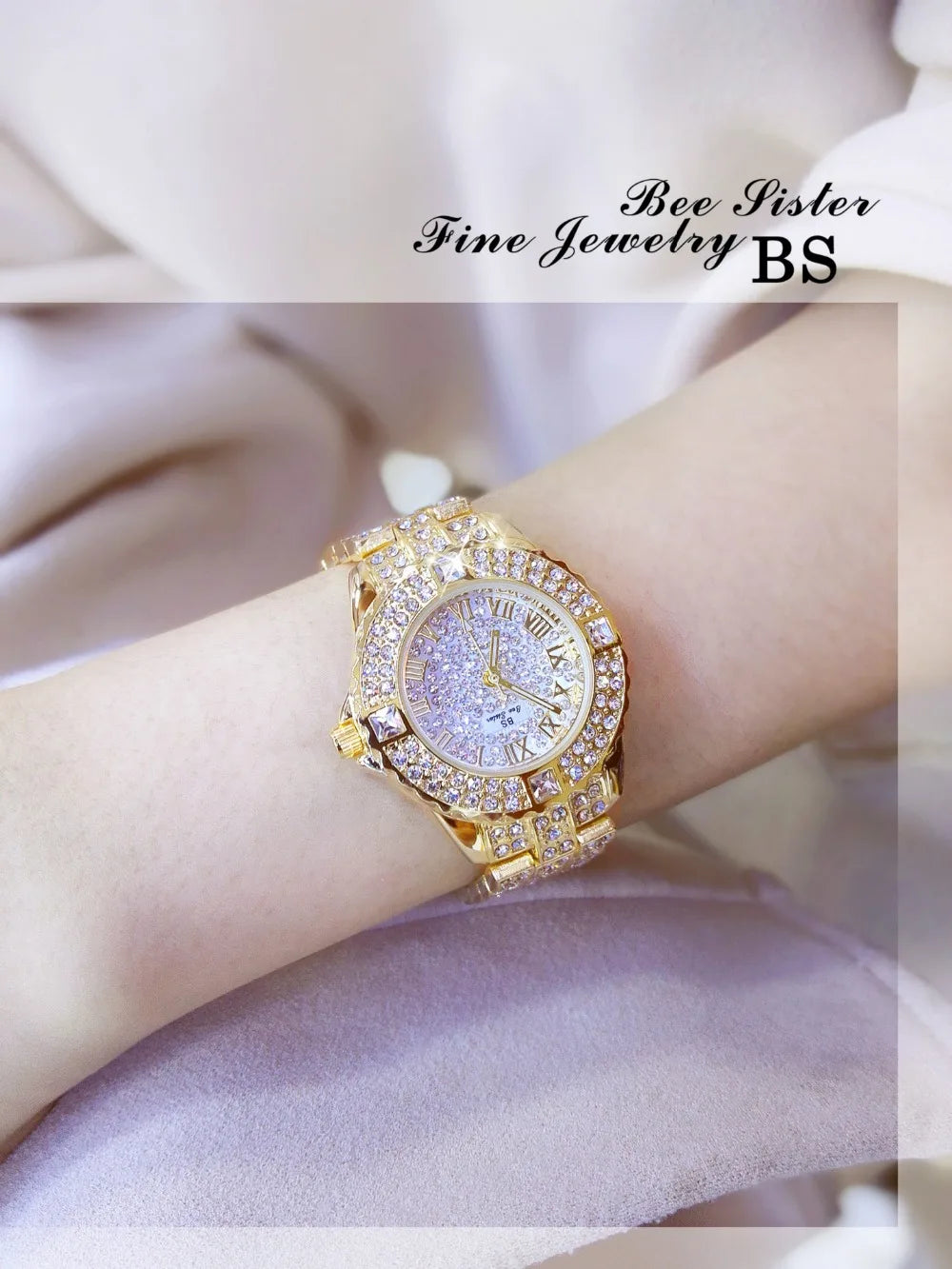 Luxury Gold Crystal Watch – Radiant Elegance with Every Glance