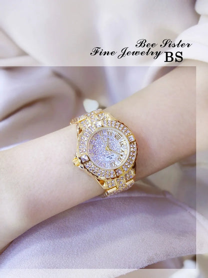 Luxury Gold Crystal Watch – Radiant Elegance with Every Glance