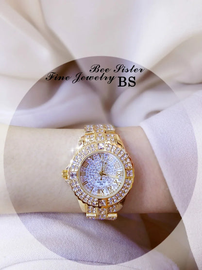 Luxury Gold Crystal Watch – Radiant Elegance with Every Glance