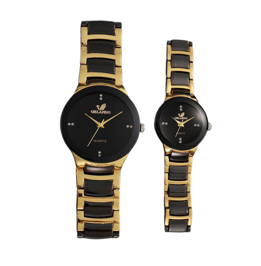 Elegant Couple’s Stainless Steel Watch Set – Fashion Quartz Collection