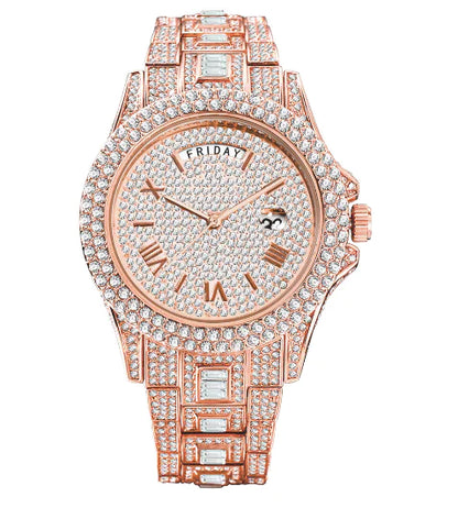 18K Gold Men and Ladies Luxury Crystal Watch
