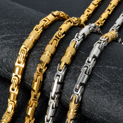 Couples Byzantine Chain Necklaces – His & Hers Stainless Steel Statement Jewelry