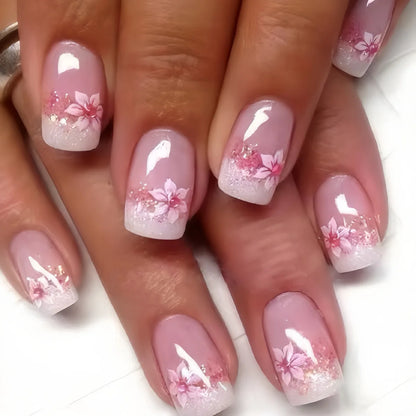 French Black Line Design Nails (24-Piece Set)