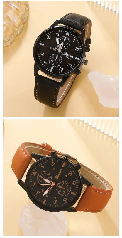The Relogio Masculino Set - Brown Leather Quartz
