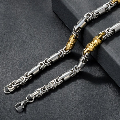 Couples Byzantine Chain Necklaces – His & Hers Stainless Steel Statement Jewelry