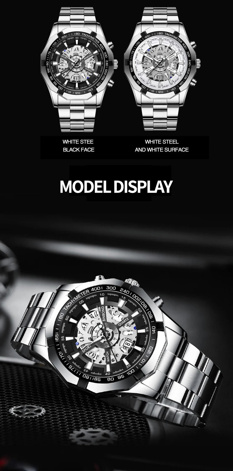 BINBOND Men’s Luxury Quartz Watch with Calendar