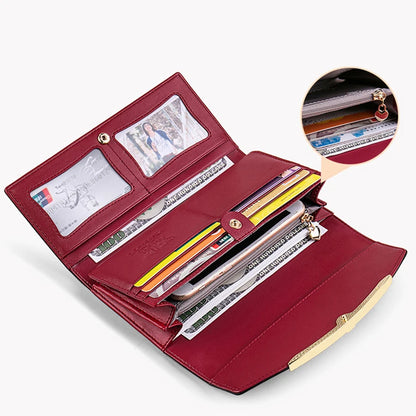 Luxury Leather Long Wallet – RFID Secure with Phone and Card Pockets