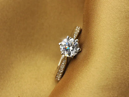 Sterling Six-Claw Solitaire Ring