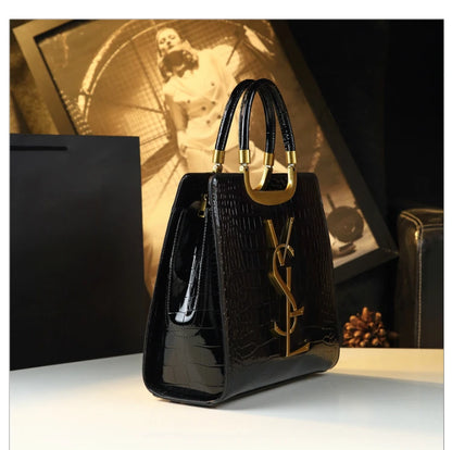 St Laurell Crocodile-Texture Luxury Tote Shoulder Bag