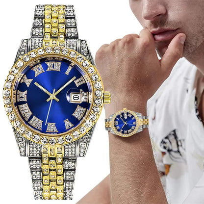 Gold Roman Calendar Watch – Stainless Steel Men and Ladies Quartz