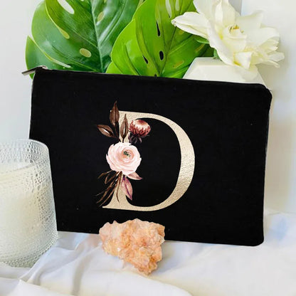 Floral Canvas Cosmetic Bag – Travel Makeup & Toiletry Pouch