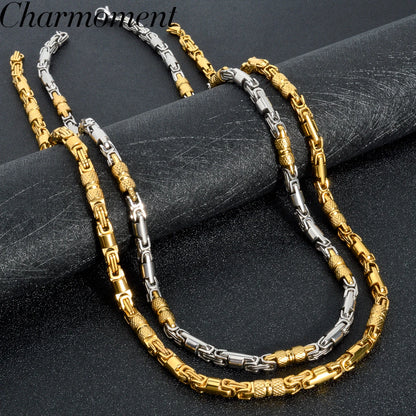 Couples Byzantine Chain Necklaces – His & Hers Stainless Steel Statement Jewelry