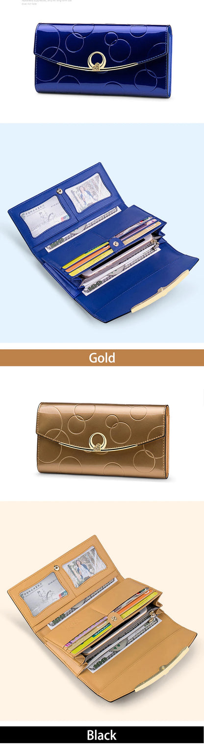 Luxury Leather Long Wallet – RFID Secure with Phone and Card Pockets