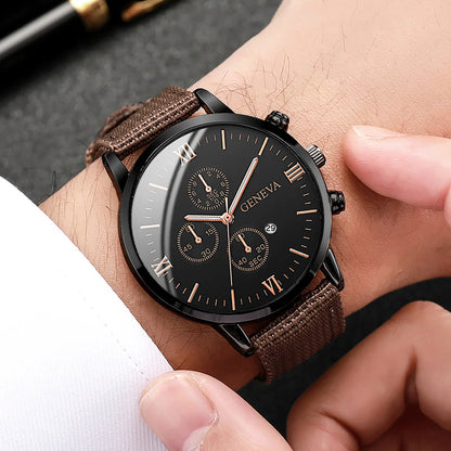 Men’s Nylon Strap Watch & Bracelet Set – 4/5PCS