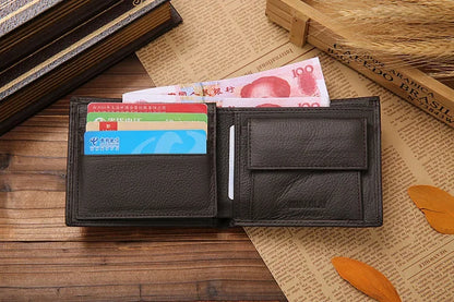 Premium Genuine Leather Men's Wallet – Compact Cowhide Bifold
