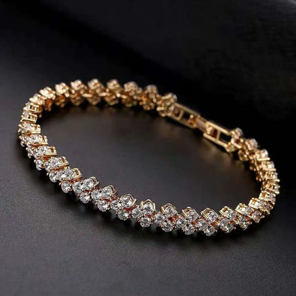 Roman Heart Crystal Chain Bracelet – Lovers' Edition