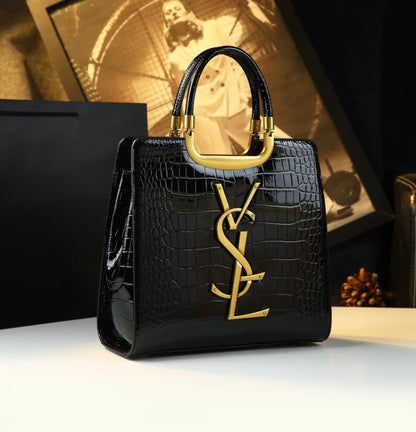 St Laurell Crocodile-Texture Luxury Tote Shoulder Bag