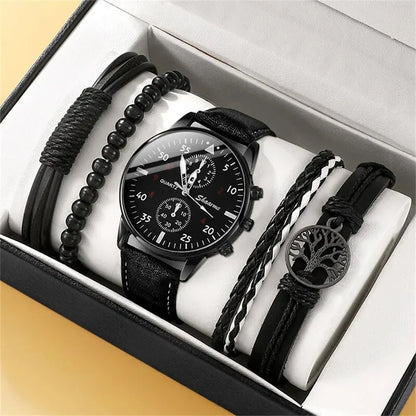 The Relogio Masculino Set - Brown Leather Quartz