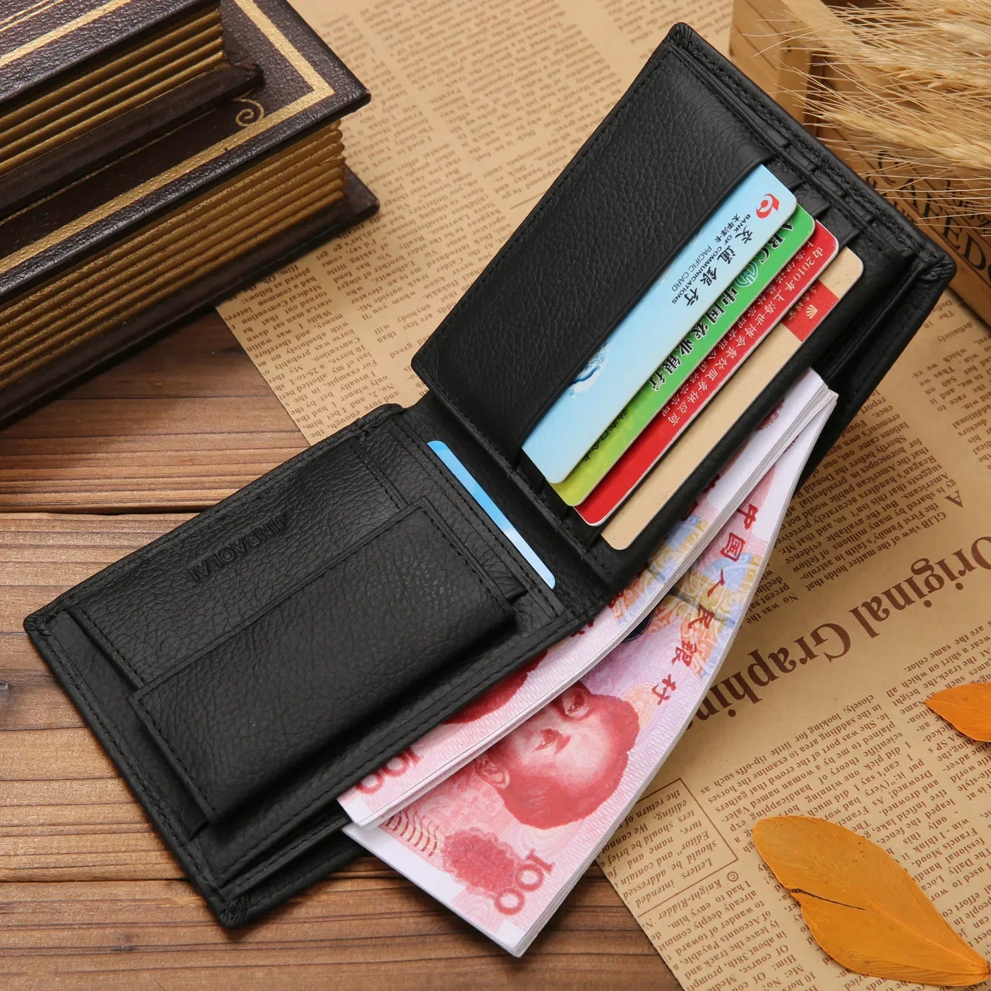 Premium Genuine Leather Men's Wallet – Compact Cowhide Bifold