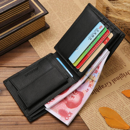 Premium Genuine Leather Men's Wallet – Compact Cowhide Bifold