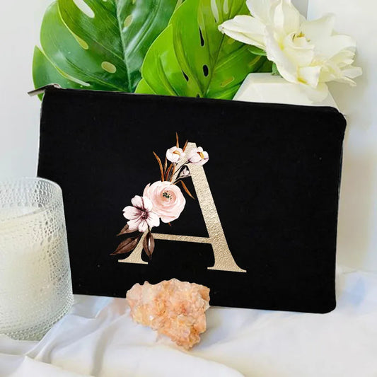 Floral Canvas Cosmetic Bag – Travel Makeup & Toiletry Pouch