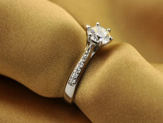 Sterling Six-Claw Solitaire Ring