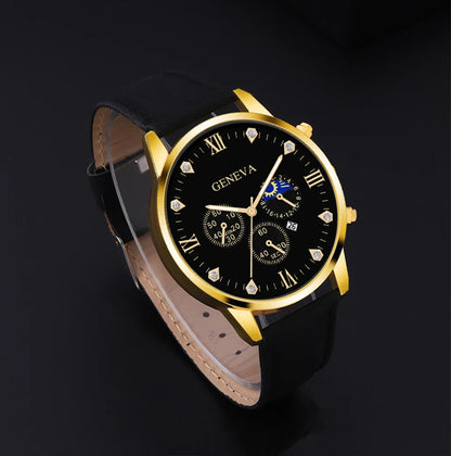 Geneva Men and Ladies Luxury Leather Watch with Bonus Gift